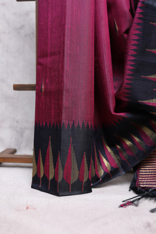 Wine Raw Silk Saree - SRRRSS410EX