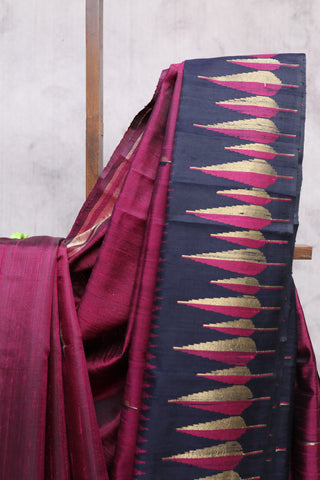 Wine Raw Silk Saree - SRRRSS410EX