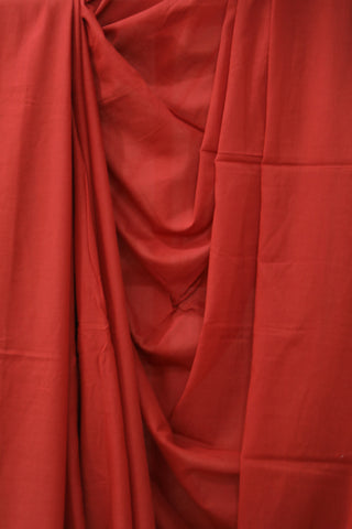 Red Mulmul Cotton Saree-SRRMCS120