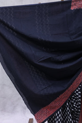 Black HBP Cotton Saree - SRBCS1857