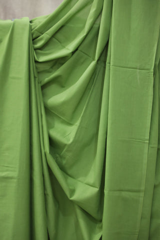 Apple Green Mulmul Cotton Saree-SRAGMCS116