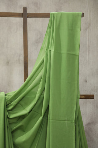 Apple Green Mulmul Cotton Saree-SRAGMCS116