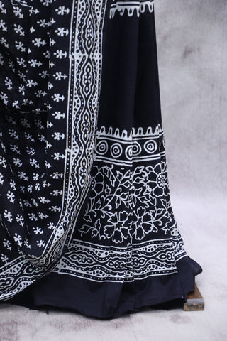 Black HBP Cotton Saree - SRBCS1858