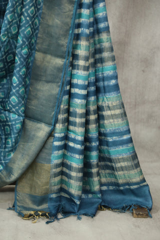 Teal Blue HBP Tussar Silk Saree - SRTBBTSS731