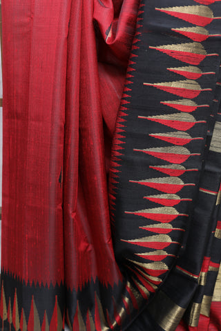 Red Raw Silk Saree - SRRRSS409EX