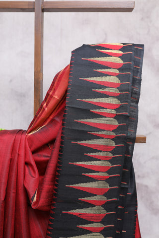 Red Raw Silk Saree - SRRRSS409EX