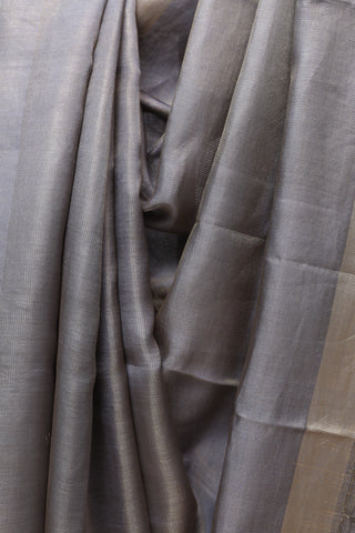 Ash Grey Tussar Silk Saree-SRAGTSS561