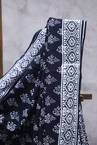 Black HBP Cotton Saree - SRBCS1859