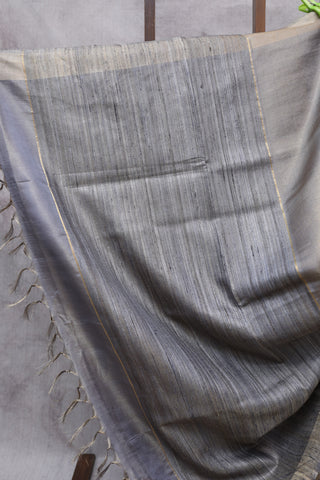 Ash Grey Tussar Silk Saree-SRAGTSS561