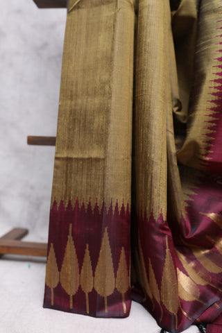 Olive Green Raw Silk Saree - SROGRSS408EX