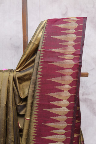 Olive Green Raw Silk Saree - SROGRSS408EX