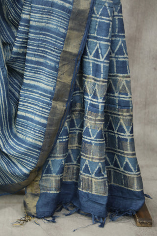 Blue HBP Tussar Silk Saree - SRBTSS726