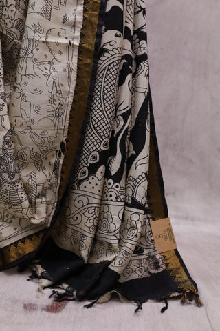 Black Kalamkari Chinnori Silk Saree-SRBKCSS28