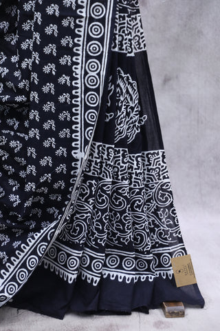 Black HBP Cotton Saree - SRBCS1862