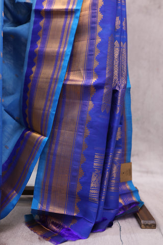 Navy Blue Gadwal Cotton Silk Saree - SRNBGS149