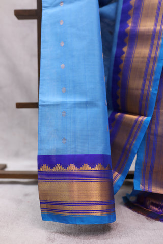 Navy Blue Gadwal Cotton Silk Saree - SRNBGS149