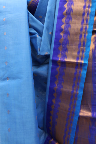 Navy Blue Gadwal Cotton Silk Saree - SRNBGS149