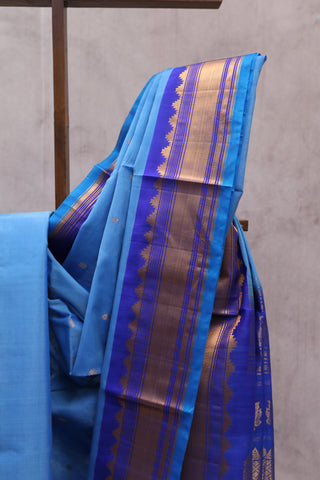 Navy Blue Gadwal Cotton Silk Saree - SRNBGS149