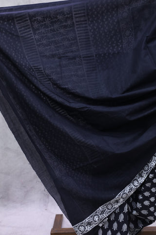 Black HBP Cotton Saree - SRBCS1866