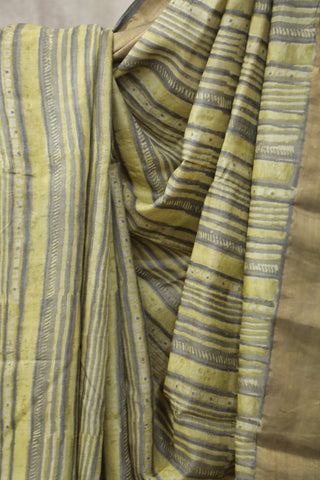 Yellow HBP Tussar Silk Saree - SRYTSS724