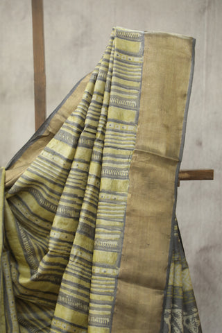 Yellow HBP Tussar Silk Saree - SRYTSS724