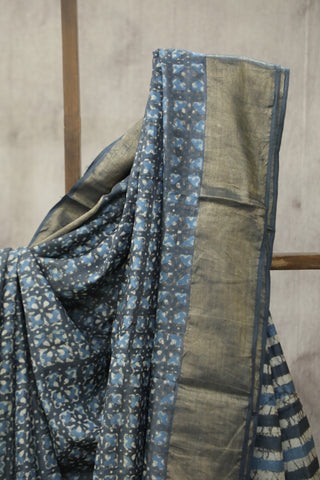 Grey HBP Tussar Silk Saree - SRGTSS725