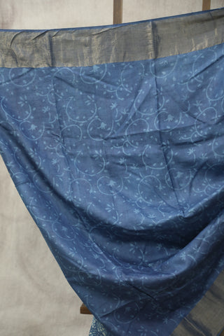 Blue HBP Tussar Silk Saree - SRBTSS723