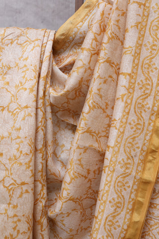 Yellow-White HBP Cotton Silk Chanderi Saree-SRWCSCS470