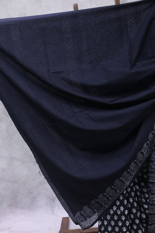 Black HBP Cotton Saree - SRBCS1868