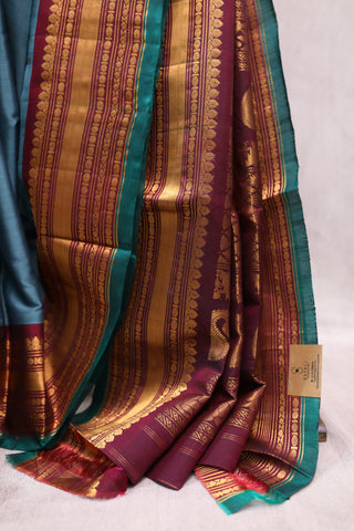 Teal Blue Gadwal Saree - SRTBGS141