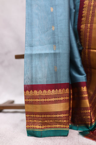 Teal Blue Gadwal Saree - SRTBGS141