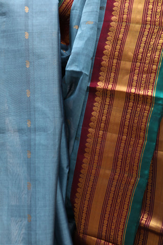 Teal Blue Gadwal Saree - SRTBGS141