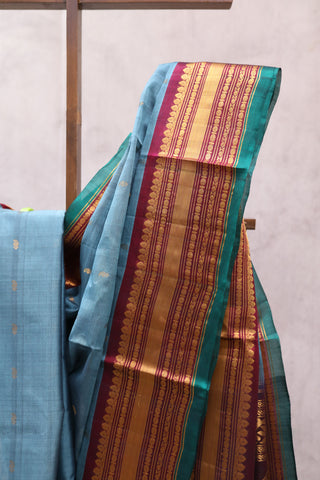 Teal Blue Gadwal Saree - SRTBGS141