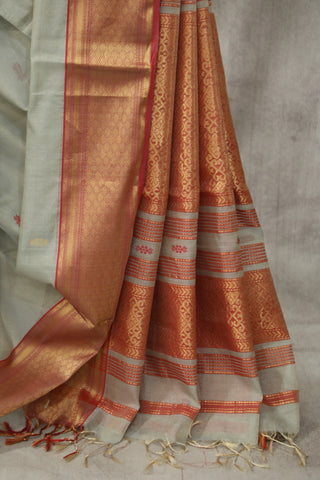 Grey Maheshwari Cotton Silk Saree - SRGMCS201EX