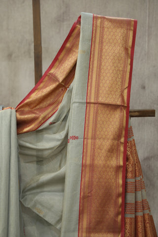 Grey Maheshwari Cotton Silk Saree - SRGMCS201EX