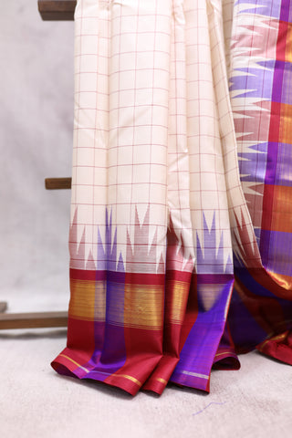 Off White Kanjeevaram Silk Saree-SRMCKSS473