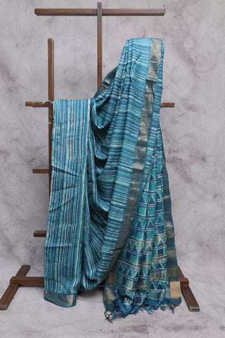 Teal Blue HBP Tussar Silk Saree - SRTBHTSS720