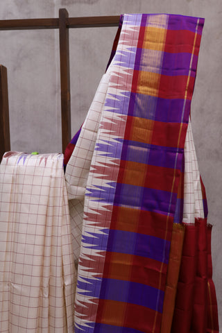 Off White Kanjeevaram Silk Saree-SRMCKSS473