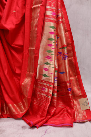 Red Silk Paithani Saree - SRRSPS432