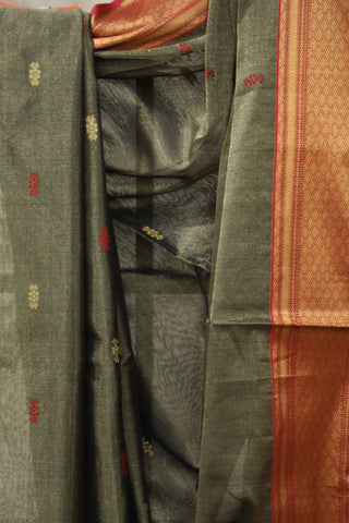 Black Maheshwari Cotton Silk Saree - SRBMCS199EX