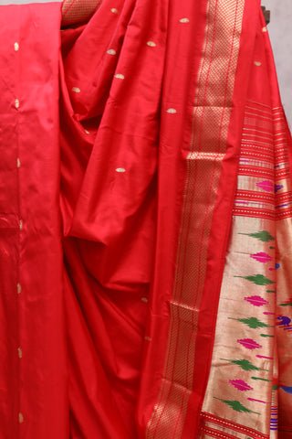 Red Silk Paithani Saree - SRRSPS432