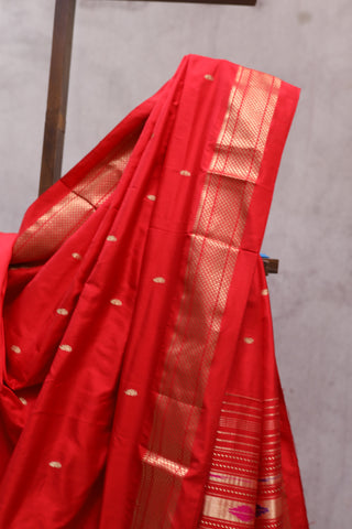 Red Silk Paithani Saree - SRRSPS432