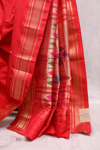 Red Silk Paithani Saree - SRRSPS431