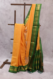 Orange Cotton Gadwal Saree - SROCGS123