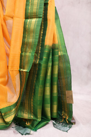 Orange Cotton Gadwal Saree - SROCGS123