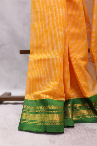 Orange Cotton Gadwal Saree - SROCGS123