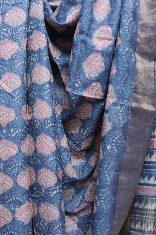 Blue HBP Tussar Silk Saree - SRBHTSS715