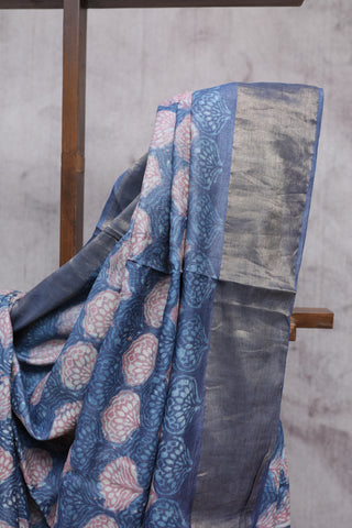 Blue HBP Tussar Silk Saree - SRBHTSS715