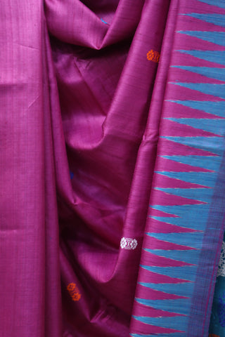 Pink Embroidered Kantha Tussar Silk Saree - SRPEKTSS1029