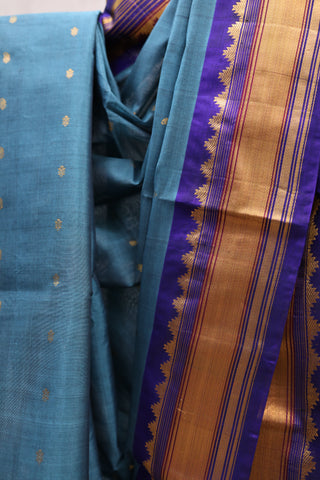 Dark Blue Gadwal Cotton Silk Saree - SRDBGCSS148